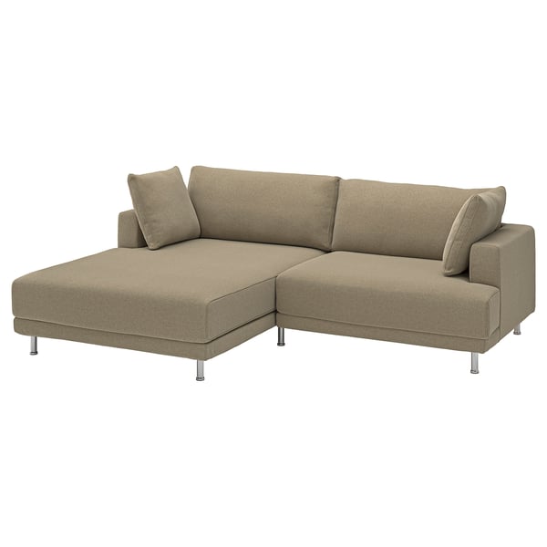 UPPÅKRA Sofá modular 3 lugares, c/chaise longue, esquerda/Johanneshov castanho-bege