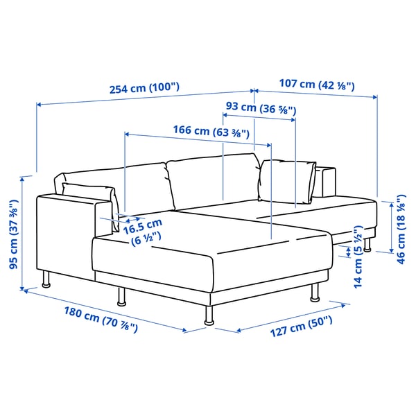 UPPÅKRA Sofá modular 3 lugares, c/chaise longue, esquerda/Johanneshov cinz esc