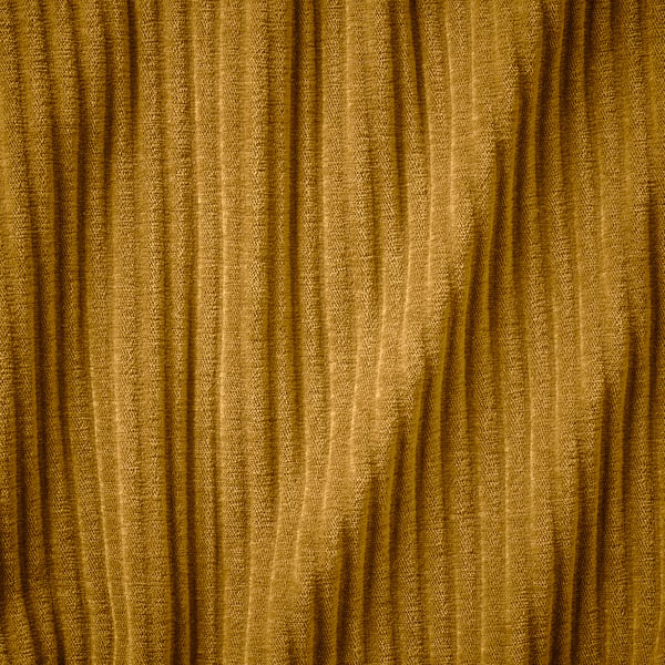 Tecido dourado suave e texturizado em close-up, destacando uma tecelagem suave e de alta qualidade e um brilho subtil.