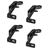 Quatro fechaduras de segurança para crianças UTRUSTA pretas dispostas num design quadrado, com acabamento fosco, em forma de Z angular feito de plástico.