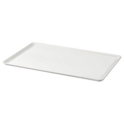 Escorredor de loiça plano VÄLVÅRDAD branco, retangular, feito de aço galvanizado com revestimento em pó, rebordos altos para contenção de água.