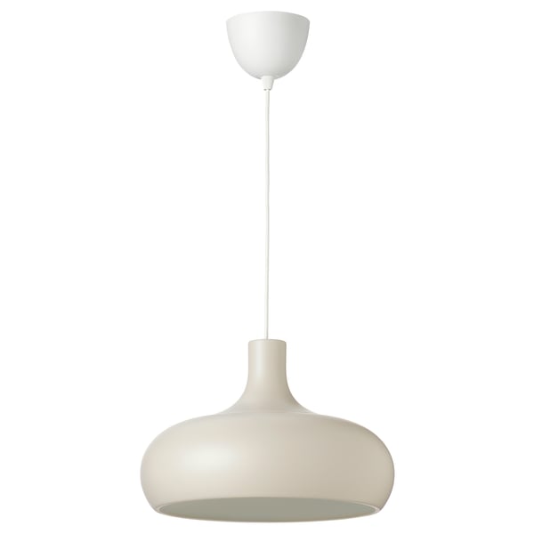 VÄXJÖ candeeiro suspenso, creme, alumínio liso, em forma de cúpula, design clássico.