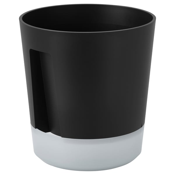Vaso autoirrigável preto e branco com alça