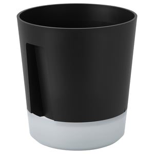 Vaso autoirrigável preto e branco com alça