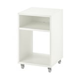 Uma unidade de armazenamento móvel branca chamada VIHALS. Tem um design de estrutura quadrada aberta com rodízios para facilitar o movimento.