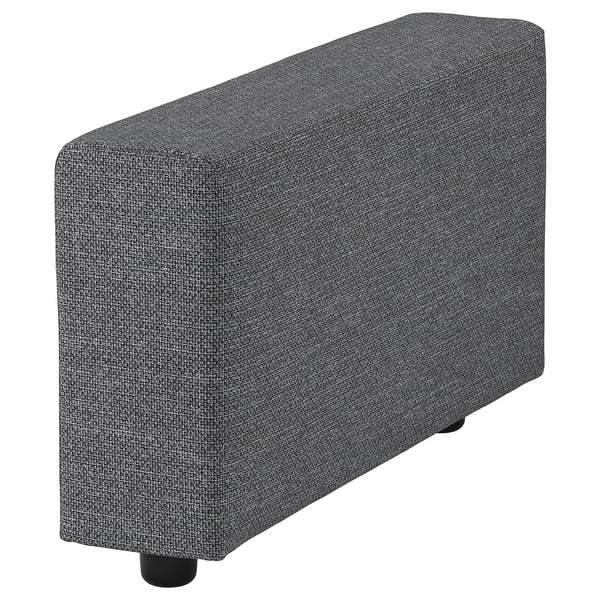 Apoio para os pés VIMLE retangular preto em tecido texturizado com pernas pretas.