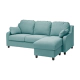 Sofá secional VINLIDEN azul claro, design moderno com almofadas macias para maior conforto.