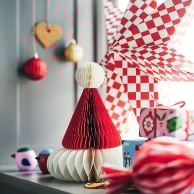 VINTERFINT Decoração, chapéu de Pai Natal verm/branco, 23 cm