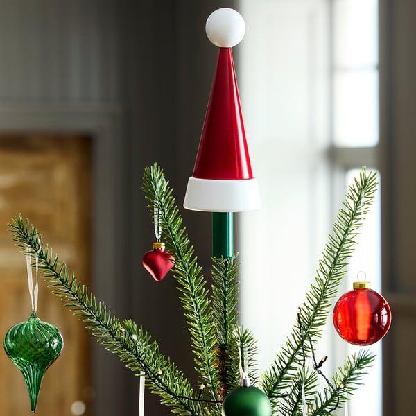 VINTERFINT Enfeite p/topo árvore, chapéu de Pai Natal verm, 26 cm