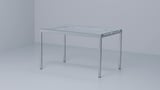 GLIVARP Mesa extensible, transparente/cromado, 125/188x85 cm