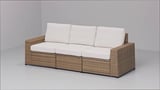 SOLLERÖN 3-seat modular sofa, outdoor, brown/Frösön/Duvholmen beige, 223x82x88 cm