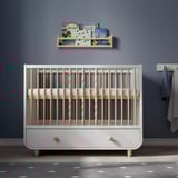 MYLLRA Cot with drawer, white, 70x140 cm