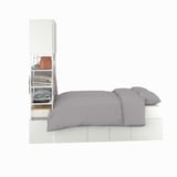 PLATSA Bed frame with 8 door+4 drawers, white/Fonnes, 142x244x223 cm
