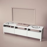 BESTÅ Mobile TV, bianco/Lappviken/Stubbarp vetro trasparente bianco, 180x42x48 cm