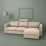 VIMLE 3-seat sofa with chaise longue, with headrest/Hallarp beige