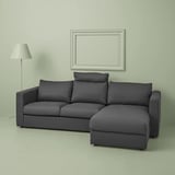 VIMLE 3-seat sofa with chaise longue, with headrest/Hallarp grey