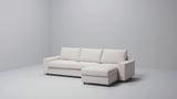 VIMLE 3-seat sofa-bed with chaise longue, with wide armrests/Hallarp grey