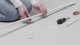 FRAMFUSIG Single track rail with gliders, white, 100-180 cm