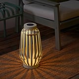 SOLVINDEN Lámpara de pie solar LED, beige/raya, 42 cm