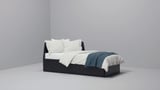 FLEKKE Day-bed frame with 2 drawers, black-brown, 80x200 cm