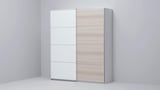 MEHAMN 4 panels for sliding door frame, white stained oak effect/white, 75x236 cm