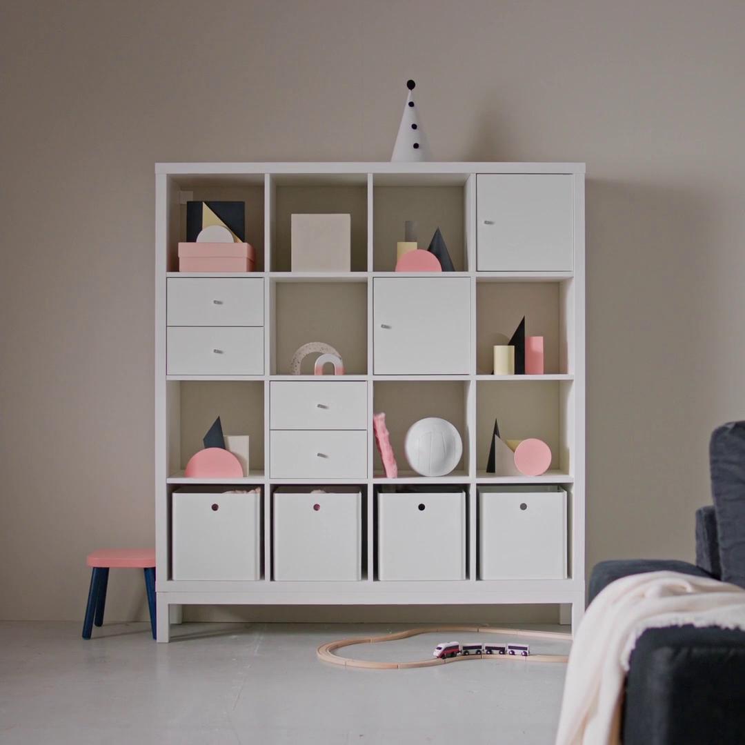 KALLAX shelving unit with underframe, white/white, 147x164