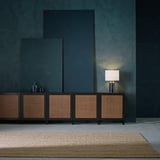 BESTÅ Storage combination with doors, black-brown Studsviken/Stubbarp/dark brown woven poplar, 180x42x74 cm
