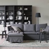 BACKSÄLEN Divano a 3 posti con chaise-longue, Hallarp grigio