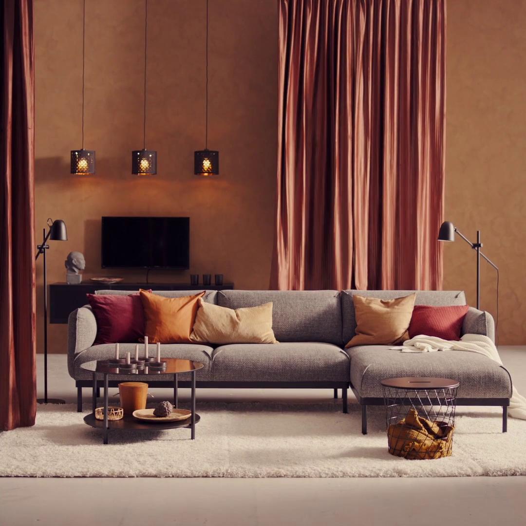 ÄPPLARYD sofa with chaise, Lejde gray/black - IKEA