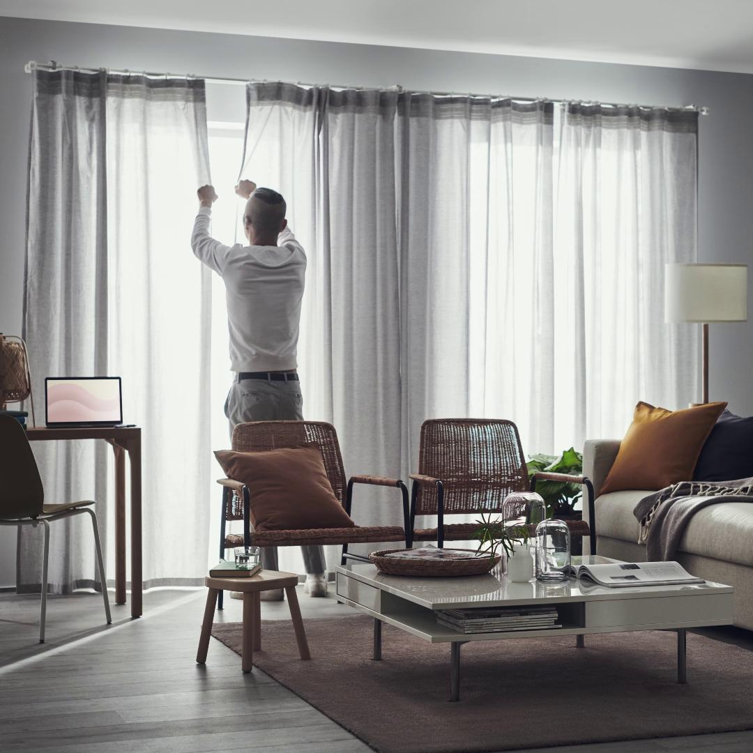 イケヤ　夏物カーテン レースカーテン（シースルー・遮光）の通販 - IKEA