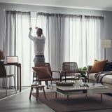 HANNALILL Curtains, 1 pair, grey, 145x300 cm