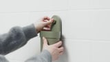 ÖBONÄS Container with suction cup, grey-green