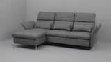 FAMMARP 3-seat sofa-bed with chaise longue, left metal/Viarp beige/brown