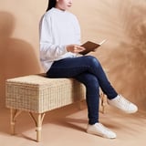 TOLKNING Bench with storage, handmade rattan, 120 cm