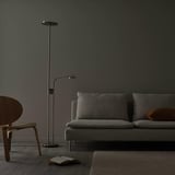 ISJAKT LED floor uplighter/reading lamp, dimmable/nickel-plated, 180 cm