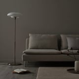 TÄLLBYN Floor lamp, nickel-plated/opal white glass, 135 cm