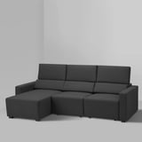 ODENSLUNDA 3er-Sofa, mit Récamiere/Vissle dunkelgrau