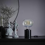 MARKFROST / MOLNART Table lamp with light bulb, marble black/ellipse shaped multicolour