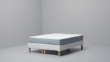 HEMNES Bed frame with mattress, grey stained/Valevåg medium firm, 140x200 cm
