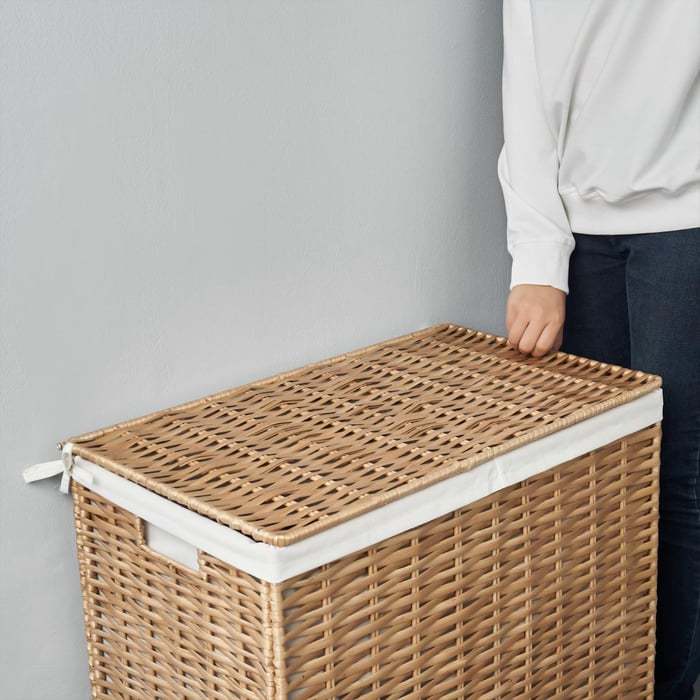 NATTGIBBA laundry basket, willow/handmade, 26 gallon