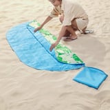 STRANDÖN Picnic blanket, white green/leaf pattern, 112x168 cm