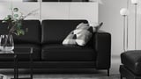 FULLERÖ 3er-Sofa mit Récamiere, links, Grann schwarz/Metall