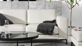 FULLERÖ 3er-Sofa mit Récamiere, links, Grann weiß/Metall