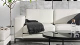FULLERÖ 3er-Sofa mit Récamiere, rechts, Grann weiß/Metall