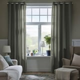 LENDA Rideaux+embrasses, 2 pcs, gris-vert clair/avec oeillets, 140x250 cm