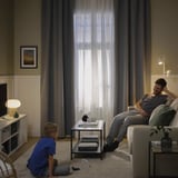 ROSENMANDEL Block-out curtains, 1 pair, grey/with heading tape, 135x300 cm