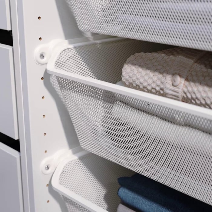 KOMPLEMENT mesh basket with pull-out rail, white, 195/8x227/8