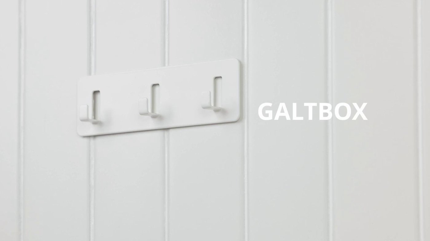 GALTBOX rack with 3 hooks, self-adhesive/white - IKEA