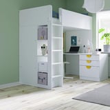 SMÅSTAD Loft bed, white white/with desk with 3 drawers, 90x200 cm