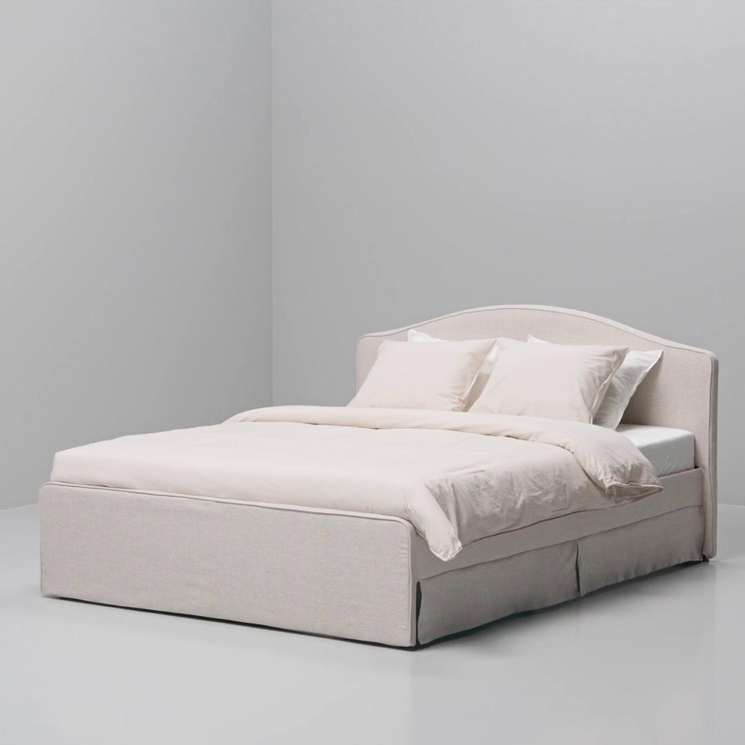Upholstered bed frame, Kilanda light beige/Luröy, Queen